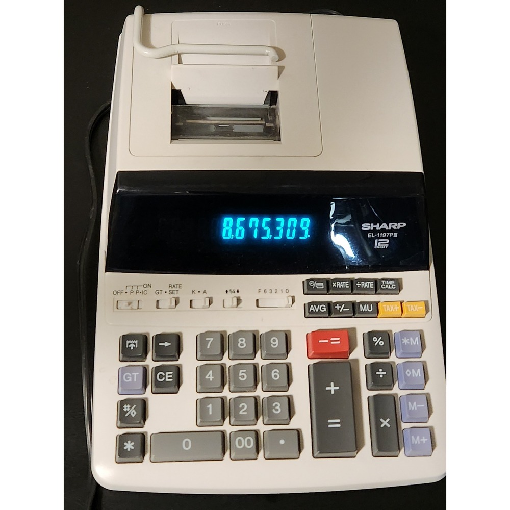 Sharp EL-1197PIII 12 Digit Heavy Duty Color Printing Calculator Desktop White